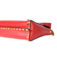 Red Leather Medium Rockstud Hype Shoulder Bag