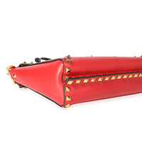 Red Leather Medium Rockstud Hype Shoulder Bag