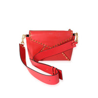 Red Leather Medium Rockstud Hype Shoulder Bag