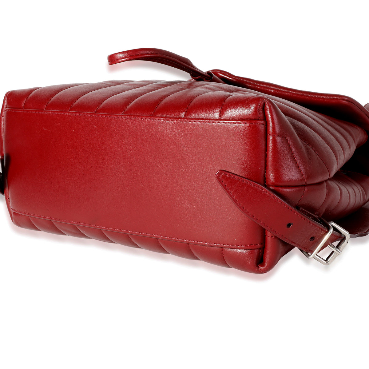 Burgundy Matelassé Y Leather Small Loulou Backpack