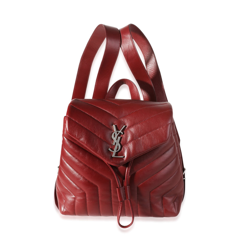 Burgundy Matelassé Y Leather Small Loulou Backpack