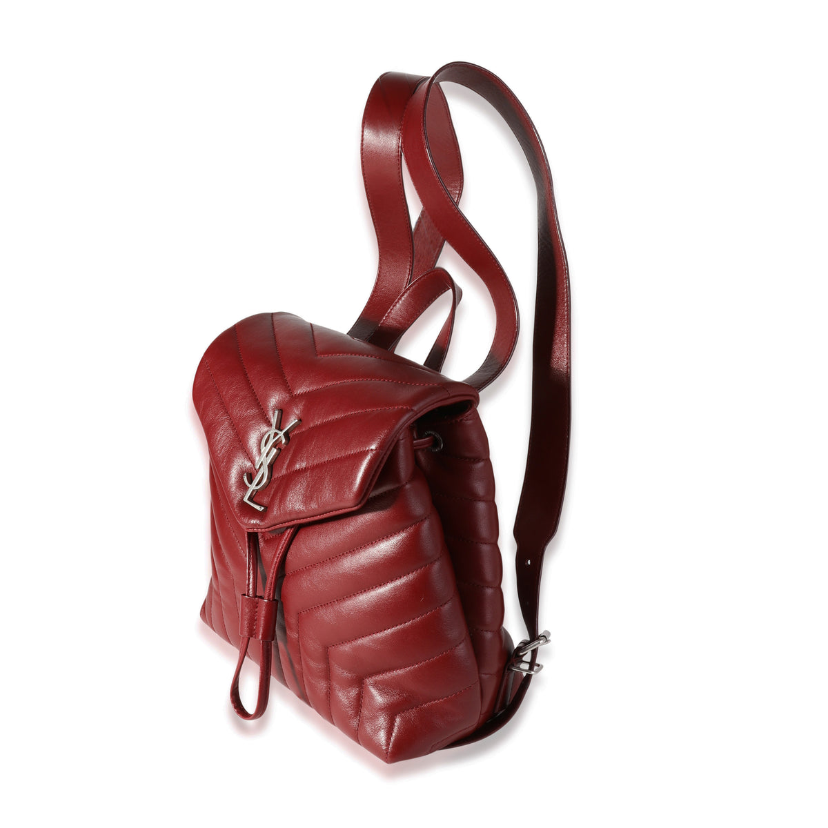 Burgundy Matelassé Y Leather Small Loulou Backpack