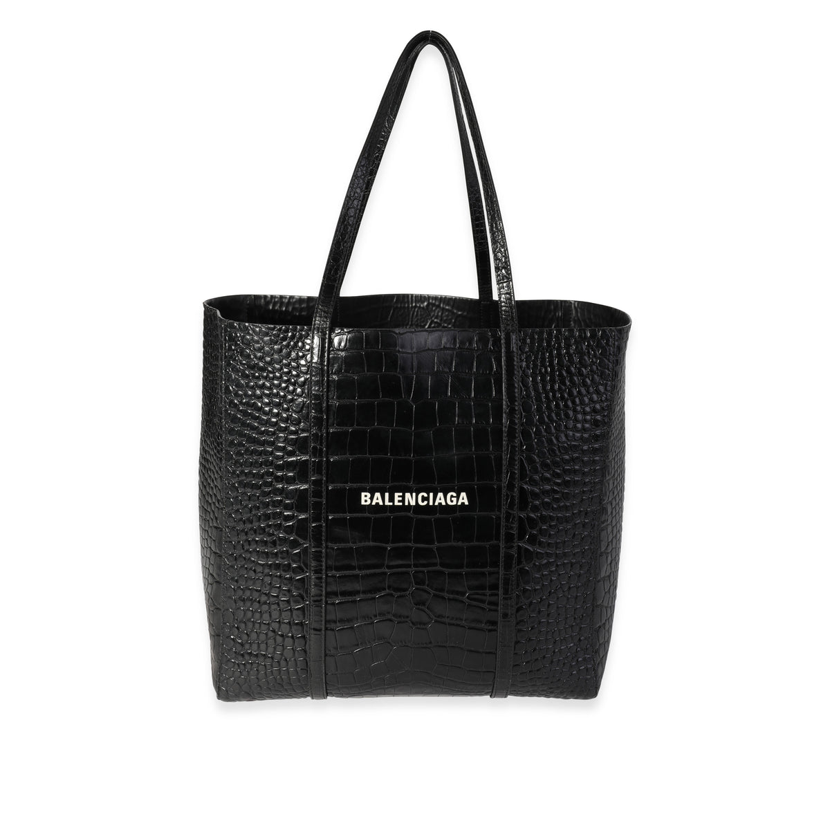 Crocodile Embossed Leather Small Everyday Tote