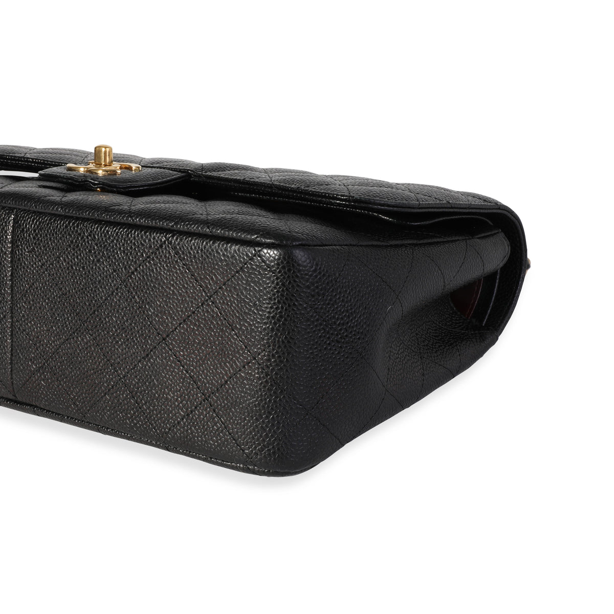 Black Quilted Caviar Jumbo Classic Double Flap Handbag