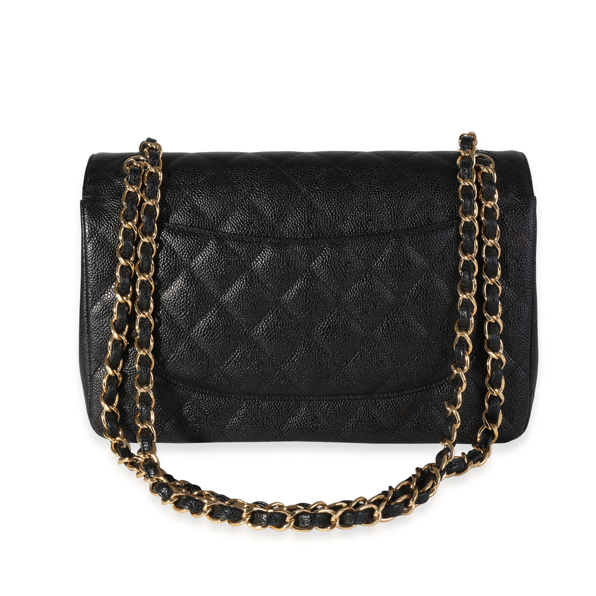 Black Quilted Caviar Jumbo Classic Double Flap Handbag