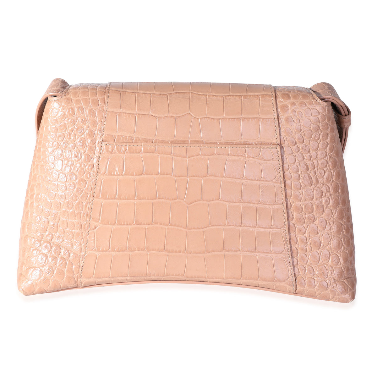 Beige Croc Embossed Hourglass Downtown Shoulder Bag