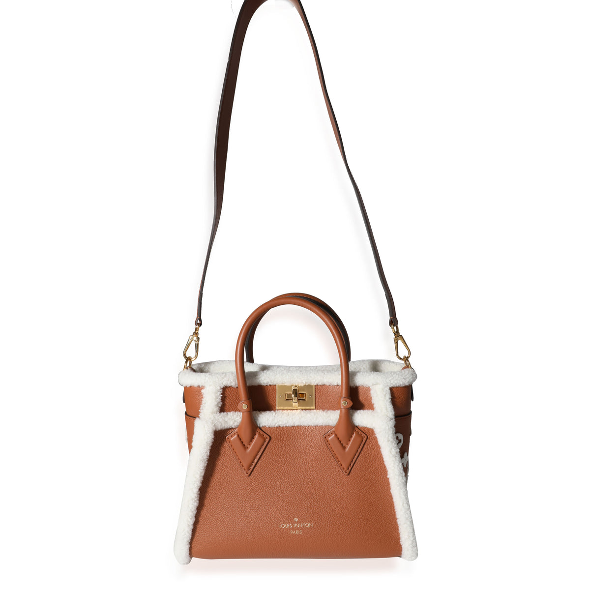 Louis Vuitton Caramel Calfskin and Shearling On My Side PM Handbag bv