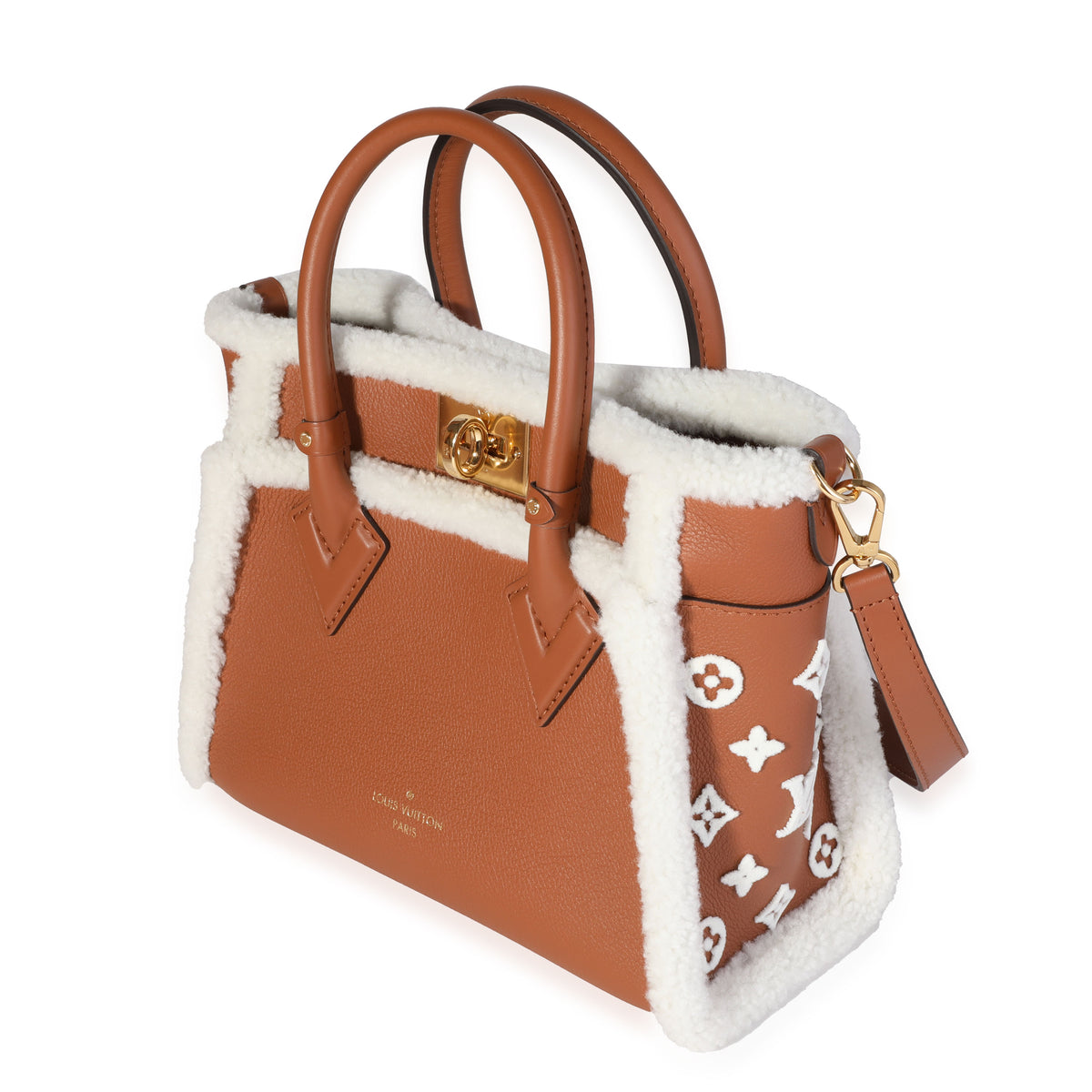 Louis Vuitton Caramel Calfskin and Shearling On My Side PM Handbag sv