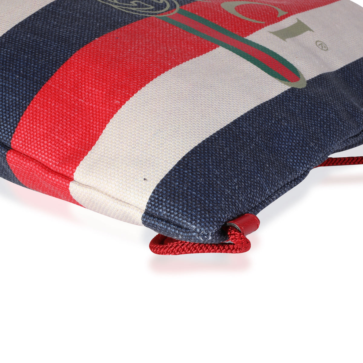 Red, White & Blue Striped Canvas Sylvie Drawstring Backpack Tote