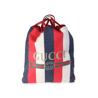 Red, White & Blue Striped Canvas Sylvie Drawstring Backpack Tote