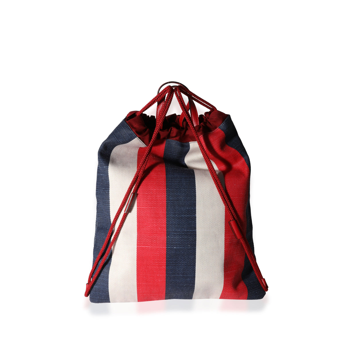 Red, White & Blue Striped Canvas Sylvie Drawstring Backpack Tote