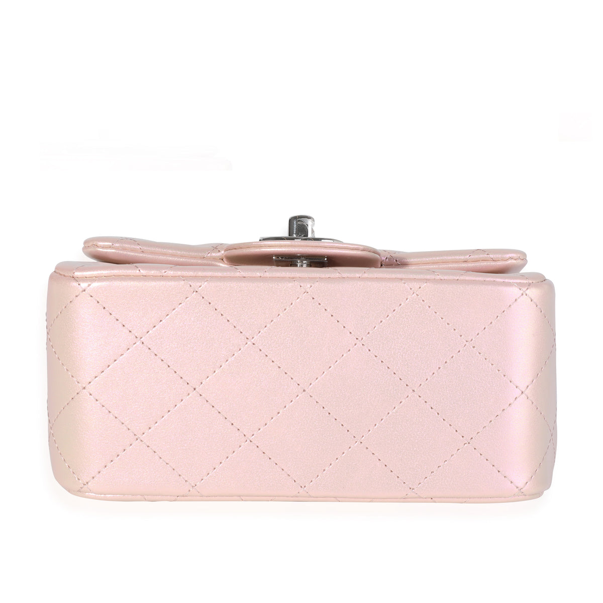 Pink Iridescent Quilted Calfskin Square Mini Classic Flap Bag