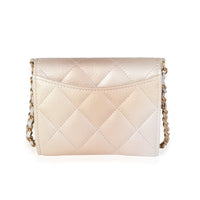 Chanel Gold Metallic Ombré Quilted Goatskin Classic Mini Clutch with Chain Handbag pv