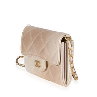 Gold Metallic Ombré Quilted Goatskin Classic Mini Clutch with Chain