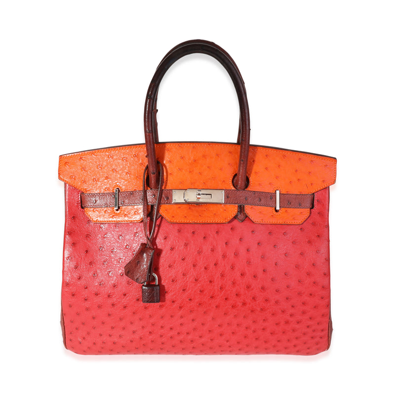 Rouge Vif, Tangerine, & Rouge H Ostrich Birkin 35 PHW