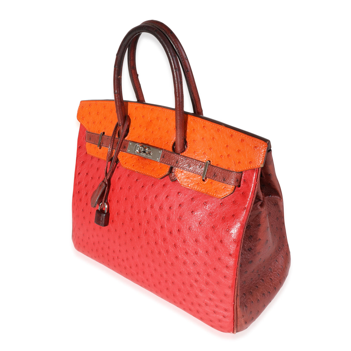 Rouge Vif Tangerine Rouge H Ostrich Birkin 35 PHW