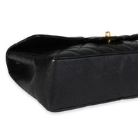 Black Quilted Caviar Jumbo Classic Single Flap Handbag