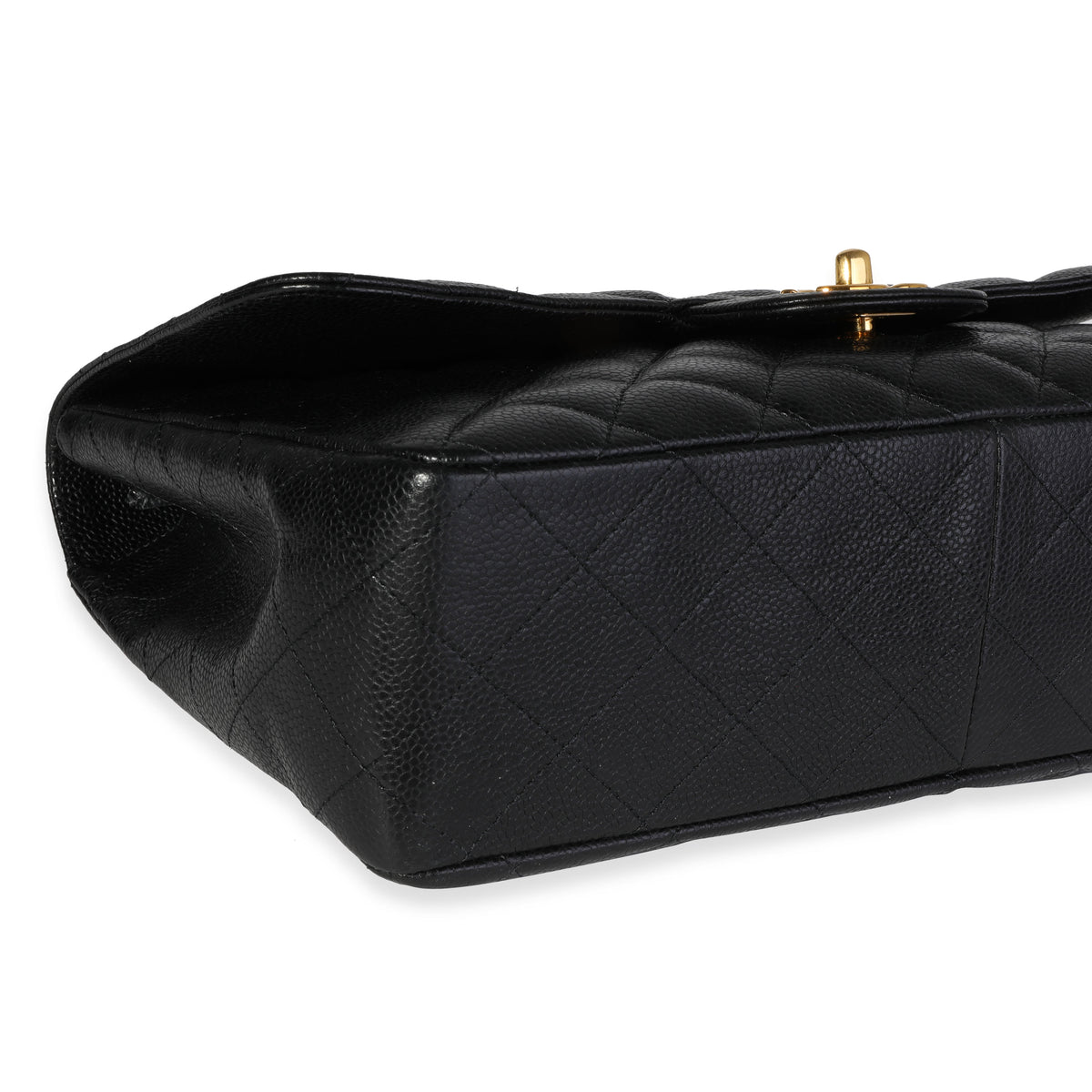 Black Quilted Caviar Jumbo Classic Single Flap Bag