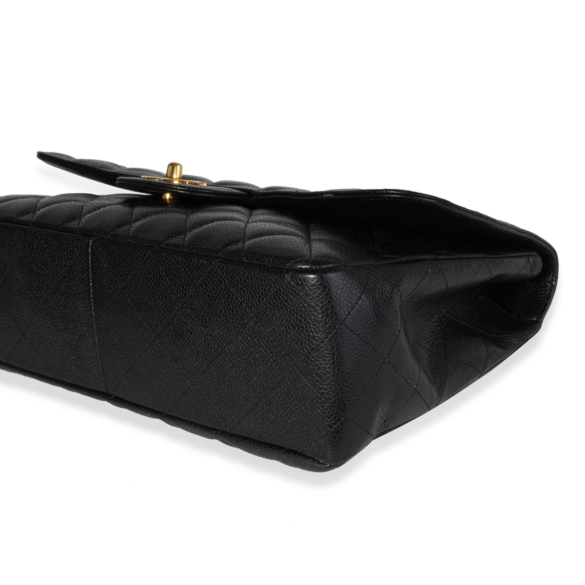 Black Quilted Caviar Jumbo Classic Single Flap Handbag