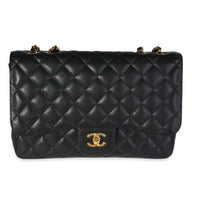 Black Quilted Caviar Jumbo Classic Single Flap Handbag