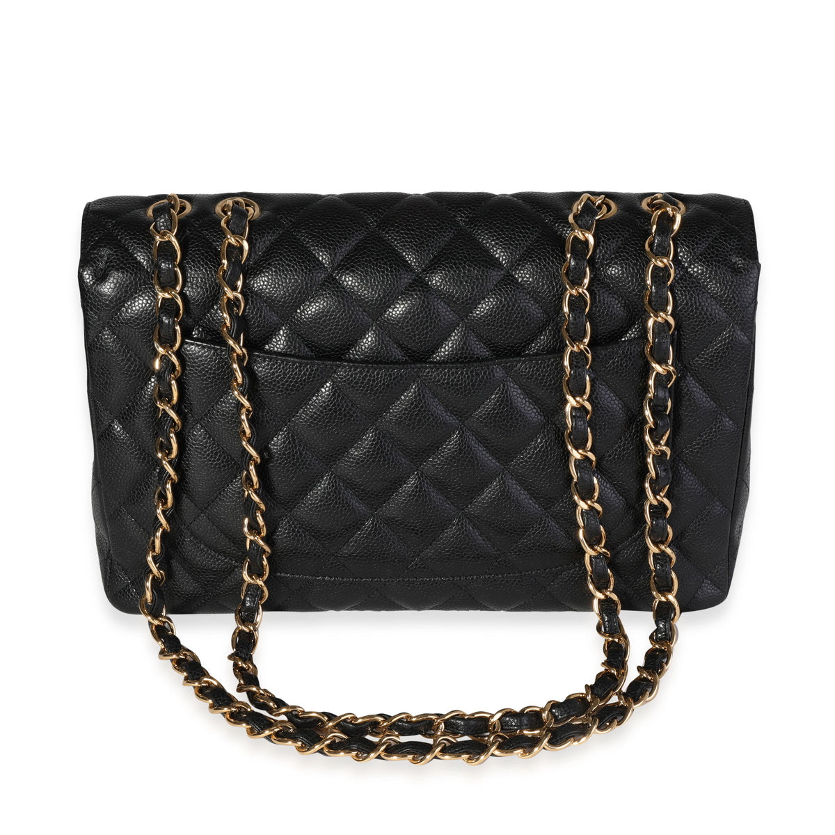 Black Quilted Caviar Jumbo Classic Single Flap Bag