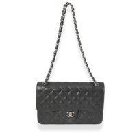 Chanel Black Quilted Caviar Jumbo Classic Double Flap Bag