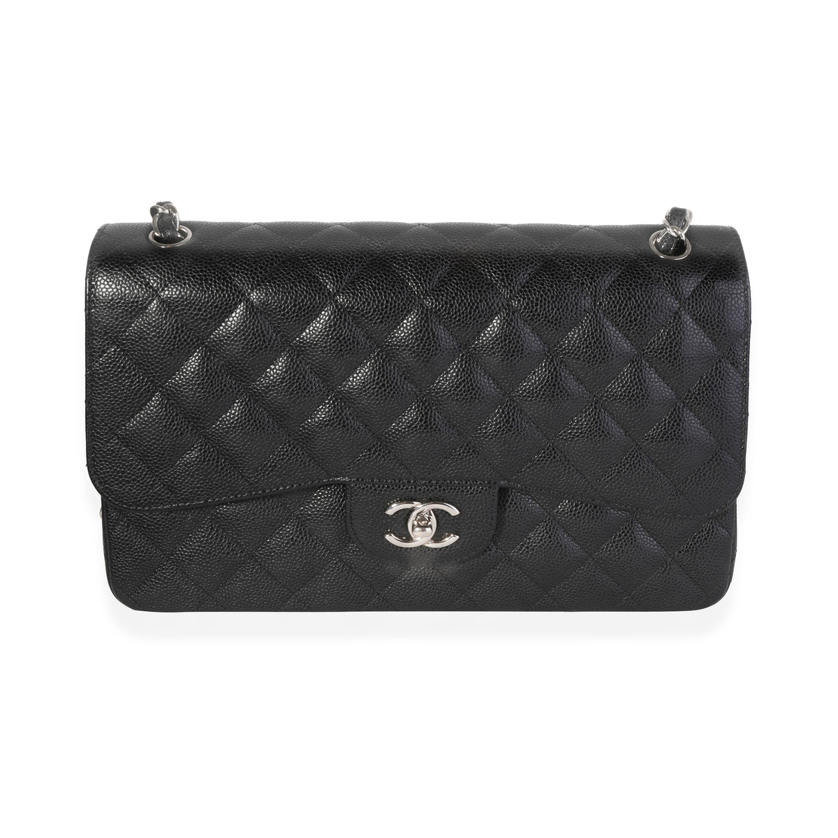 Chanel Black Quilted Caviar Jumbo Classic Double Flap Bag