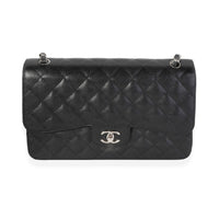 Chanel Black Quilted Caviar Jumbo Classic Double Flap Bag