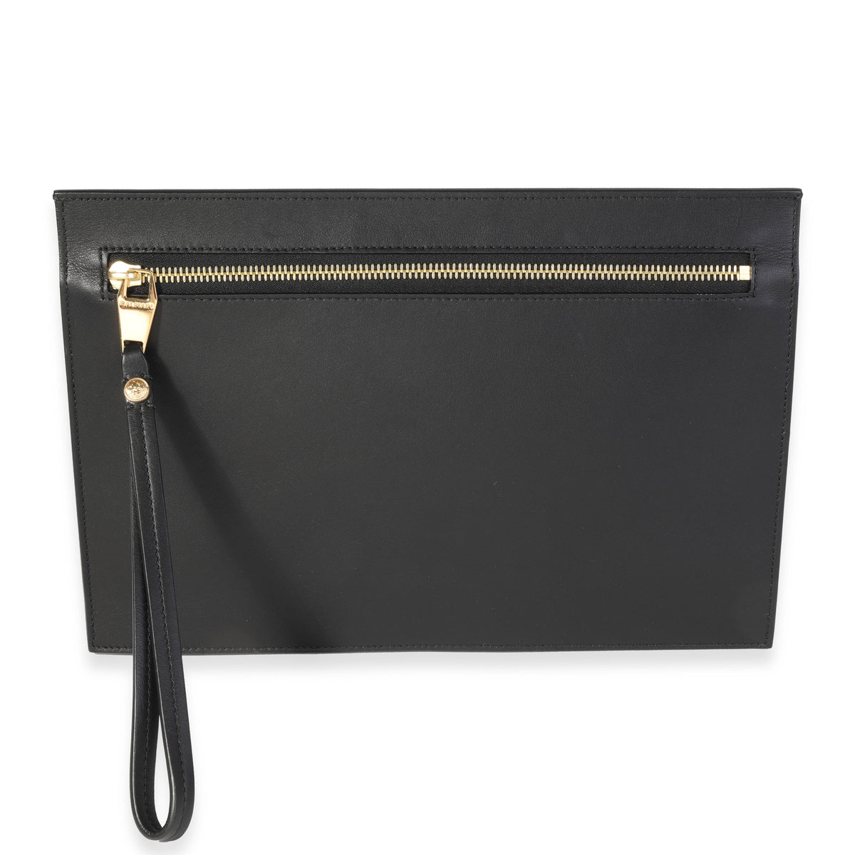 Black Quilted Lambskin B Pouch Logo Clutch