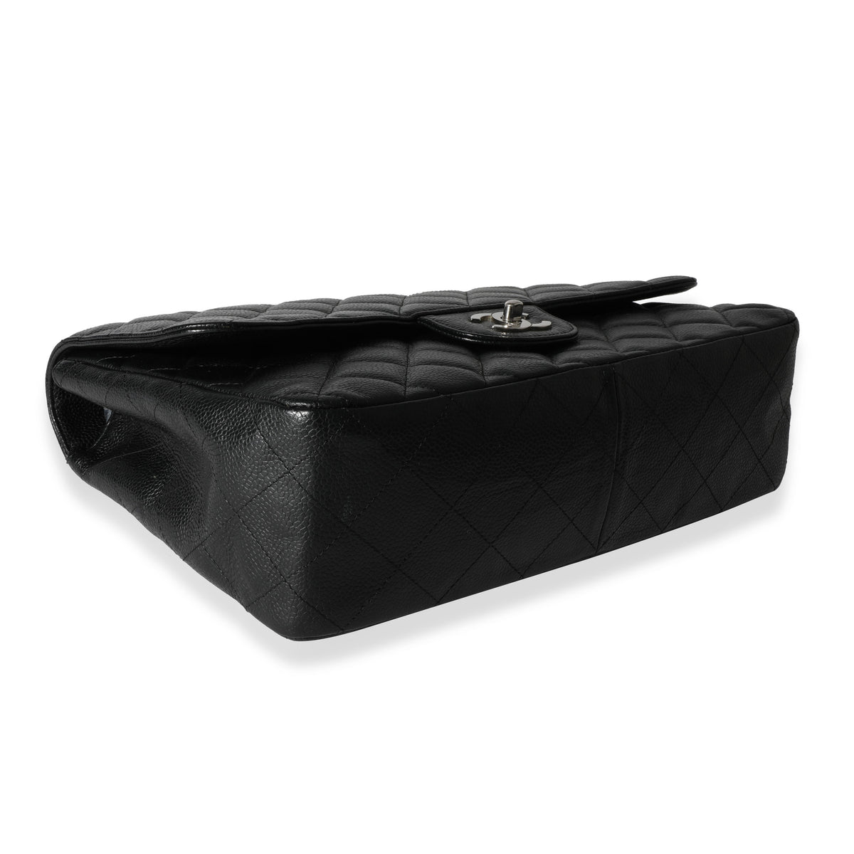 Black Quilted Caviar Jumbo Classic Single Flap Handbag