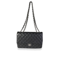 Black Quilted Caviar Jumbo Classic Single Flap Bag