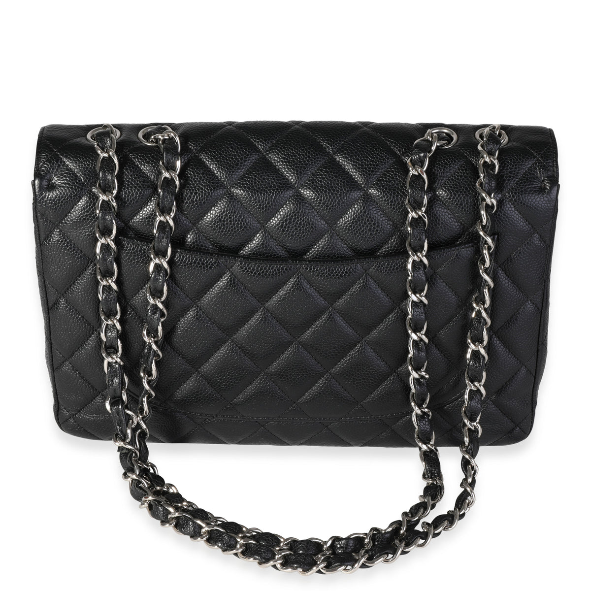 Black Quilted Caviar Jumbo Classic Single Flap Handbag
