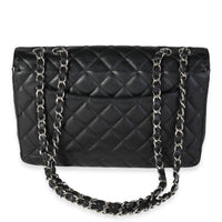 Black Quilted Caviar Jumbo Classic Single Flap Handbag