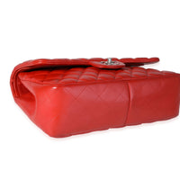 Chanel Red Quilted Lambskin Classic Jumbo Double Flap Bag Handbag box
