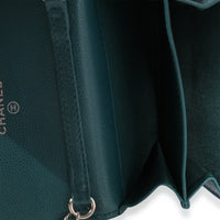 Chanel Teal Quilted Caviar Classic Card Holder on Chain Handbag Handbag ad1