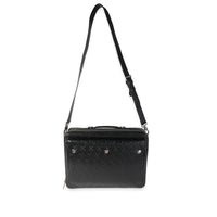 Black Embossed Leather Triple Stud Briefcase Bag