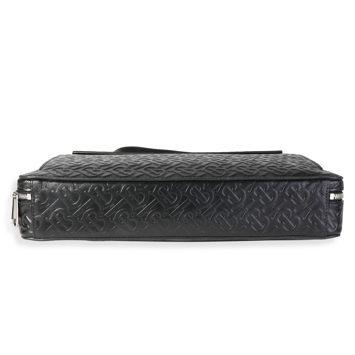 Black Embossed Leather Triple Stud Briefcase Bag