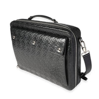 Black Embossed Leather Triple Stud Briefcase Bag