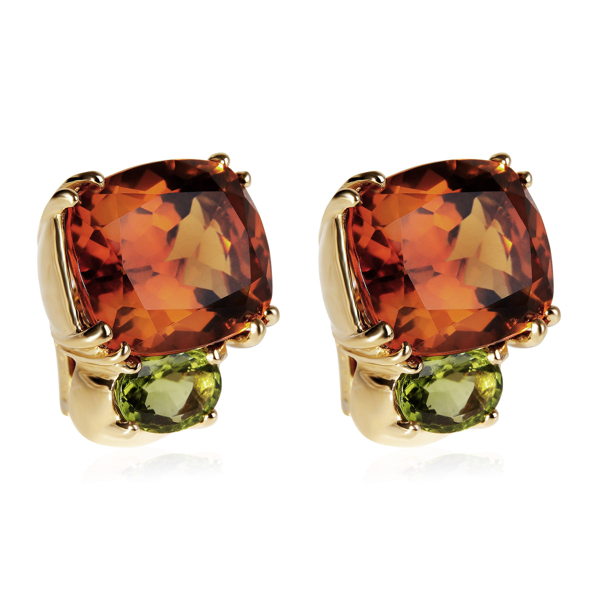 Gemlok Citrine and Peridot Earrings in 18K Yellow Gold