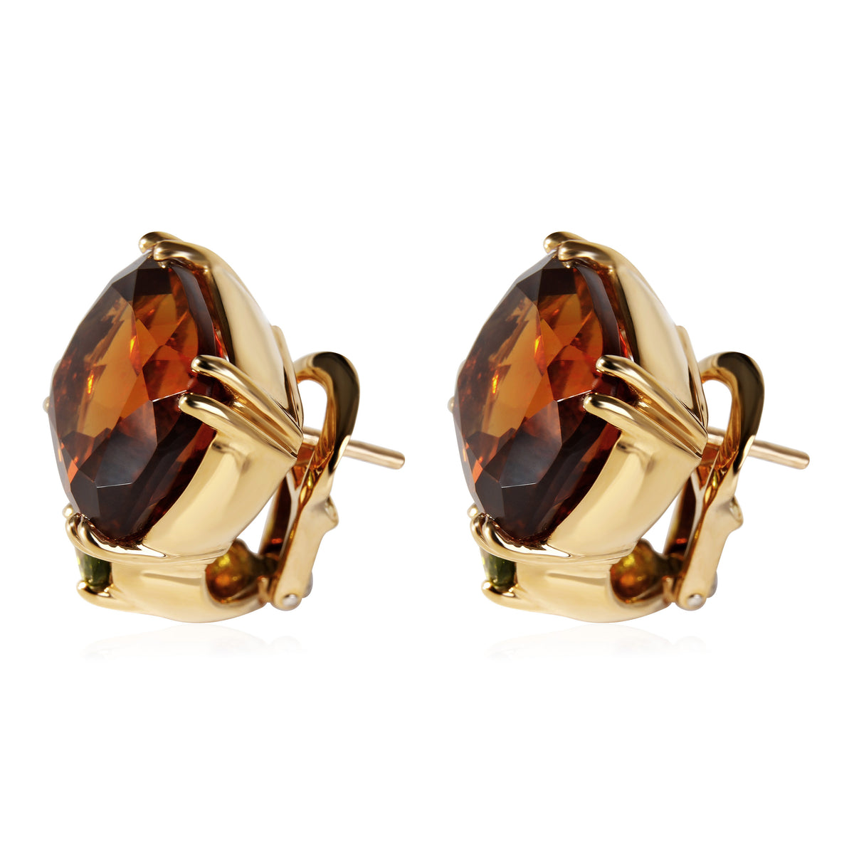 Gemlok Citrine and Peridot Earrings in 18K Yellow Gold