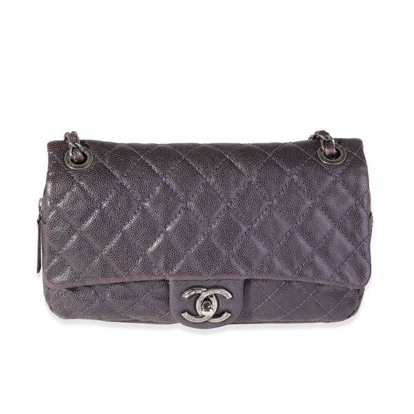 Purple Quilted Caviar Easy Flap Bag