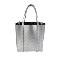 New Silver Calfskin Logo Perforated XXS Everyday Tote