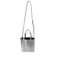 New Silver Calfskin Logo Perforated XXS Everyday Tote