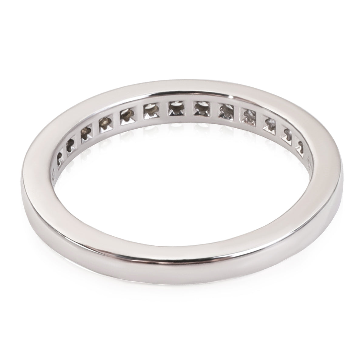 Channel Set Half Circle Diamond Wedding Band, Platinum, 0.24 Ctw