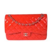 Red Patent Classic Jumbo Double Flap Bag