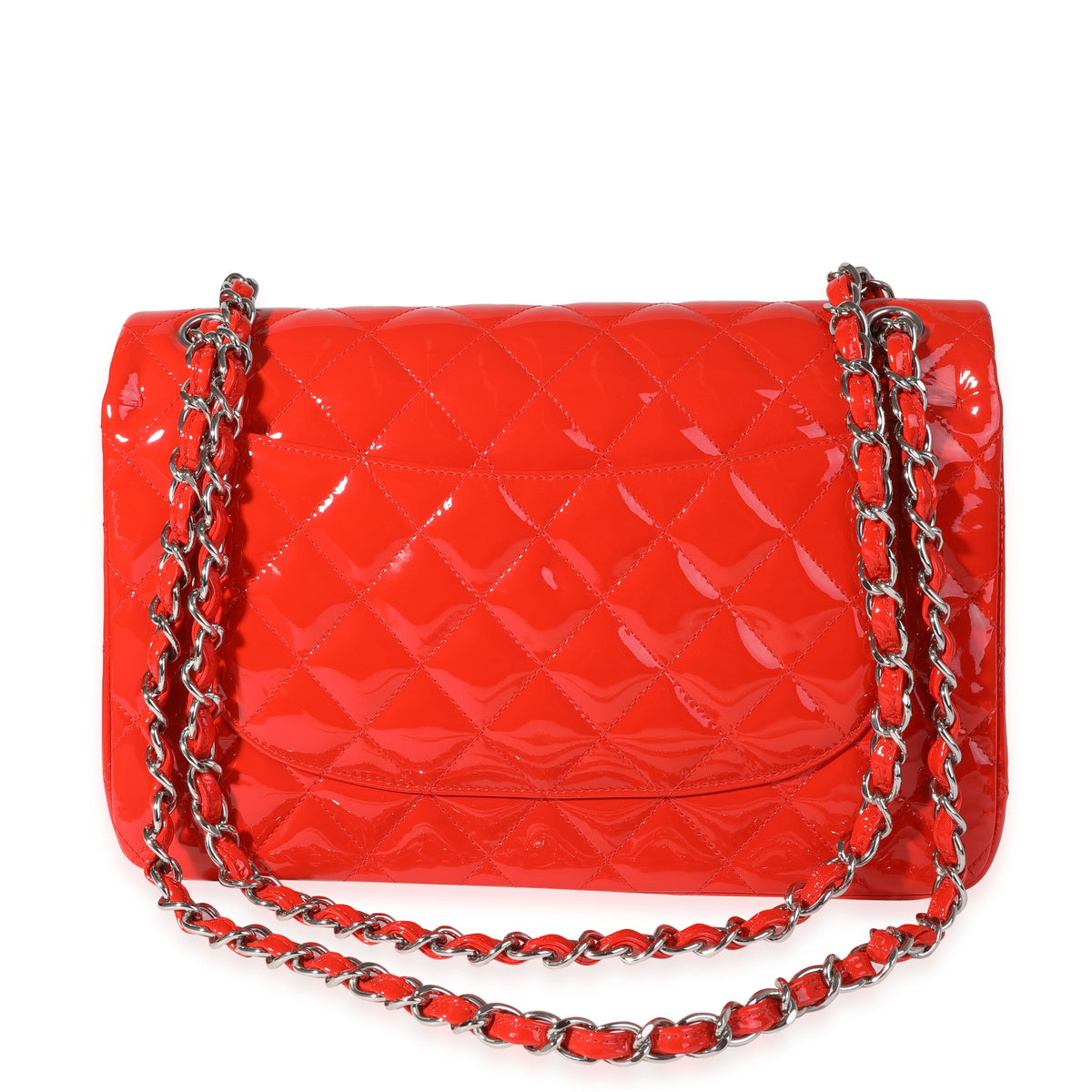 Red Patent Classic Jumbo Double Flap Bag