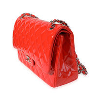 Red Patent Classic Jumbo Double Flap Bag