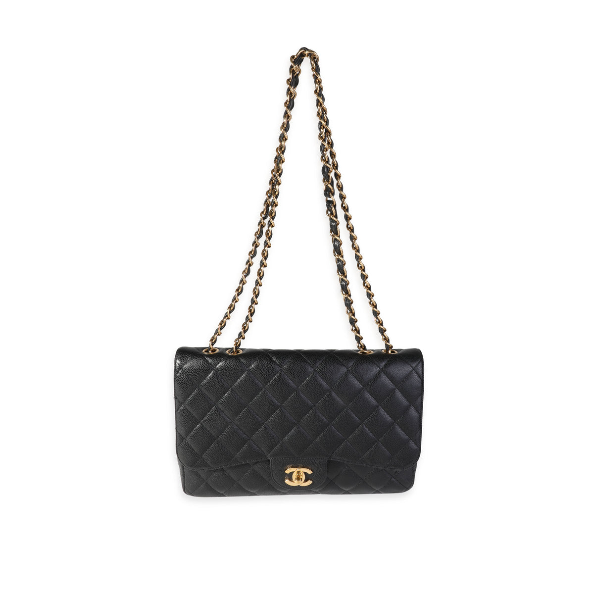 Black Caviar Quilted Jumbo Classic Single Flap Bag