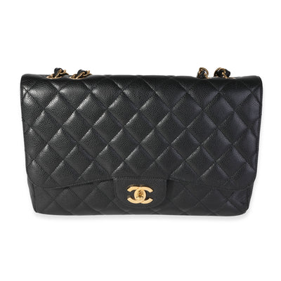 Black Caviar Quilted Jumbo Classic Single Flap Bag