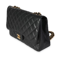 Black Caviar Quilted Jumbo Classic Single Flap Bag